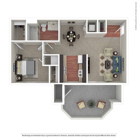 1 Bedroom / 1 Bath Floor Plan at The Hills at Quail Run, Riverside, CA