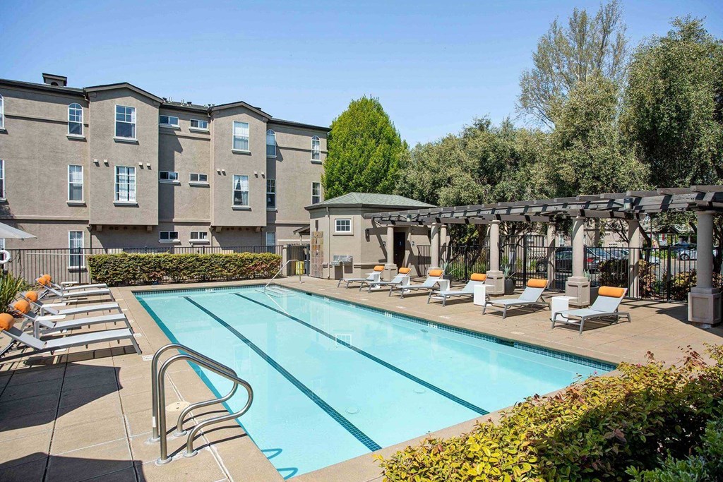 Resort style pool and sun deck at Renaissance Apartment Homes, Santa Rosa