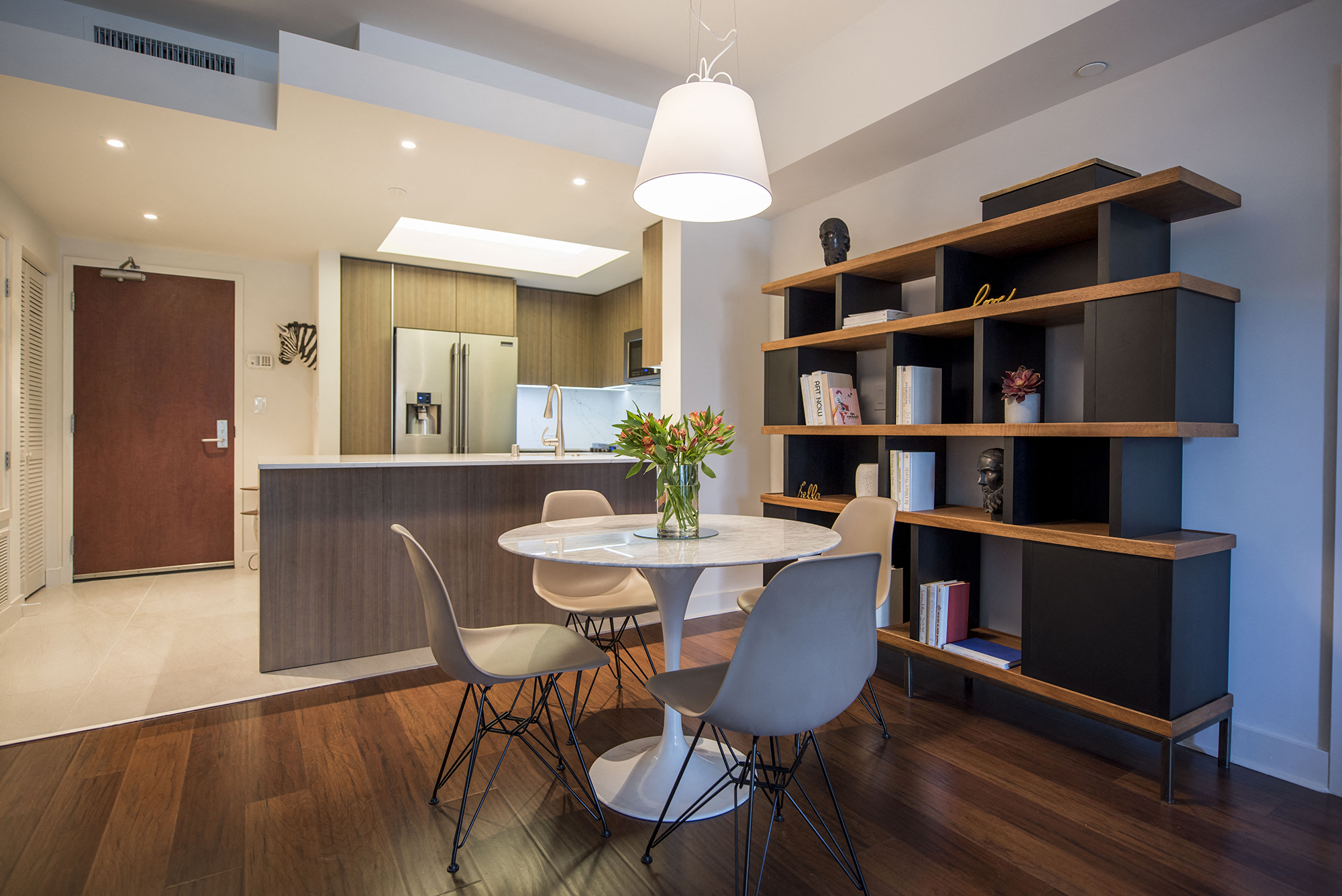 Westwood luxury apartments NMS Wilshire Margot  Dining Room and Kitchen View at Wilshire Margot, Los Angeles, CA, 90024 Dining Room and Kitchen View