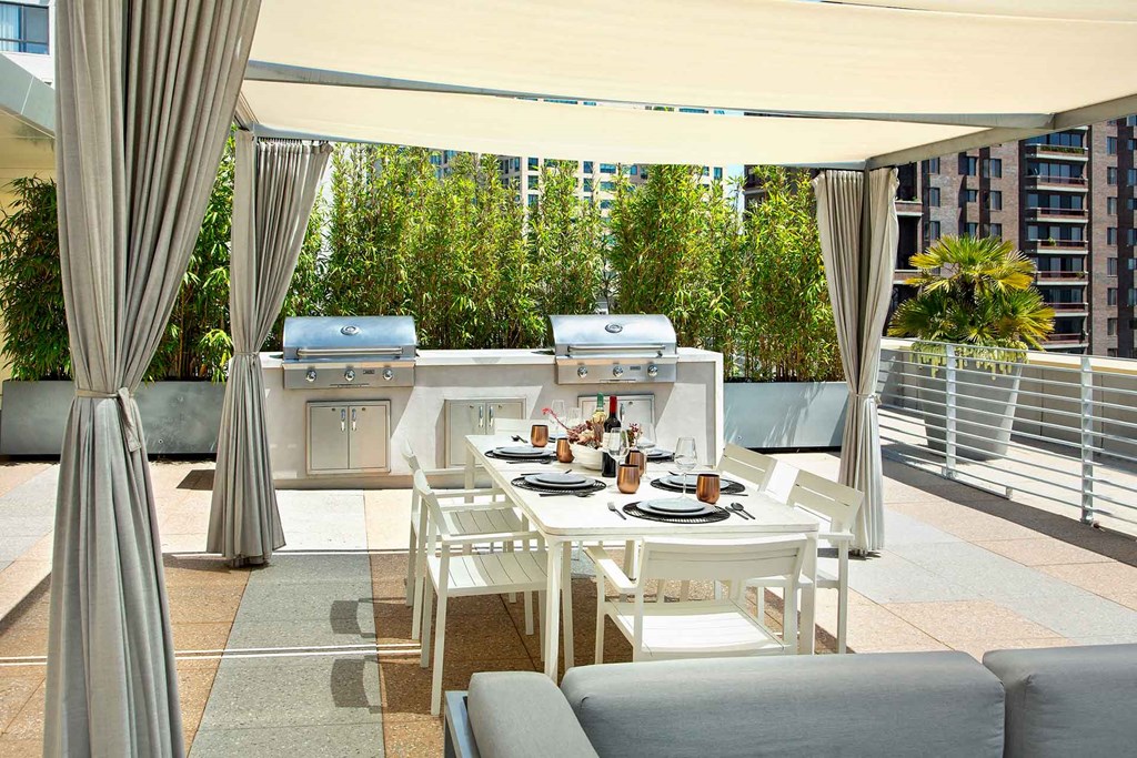 Westwood luxury apartments NMS Wilshire Margot  Rooftop Lounge With BBQ at Wilshire Margot, Los Angeles, California Rooftop Lounge With BBQ