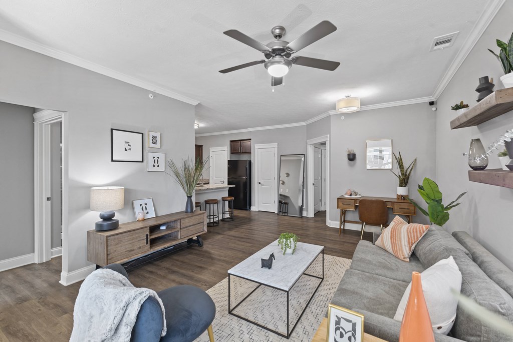 1BD Living Room with Ceiling Fan