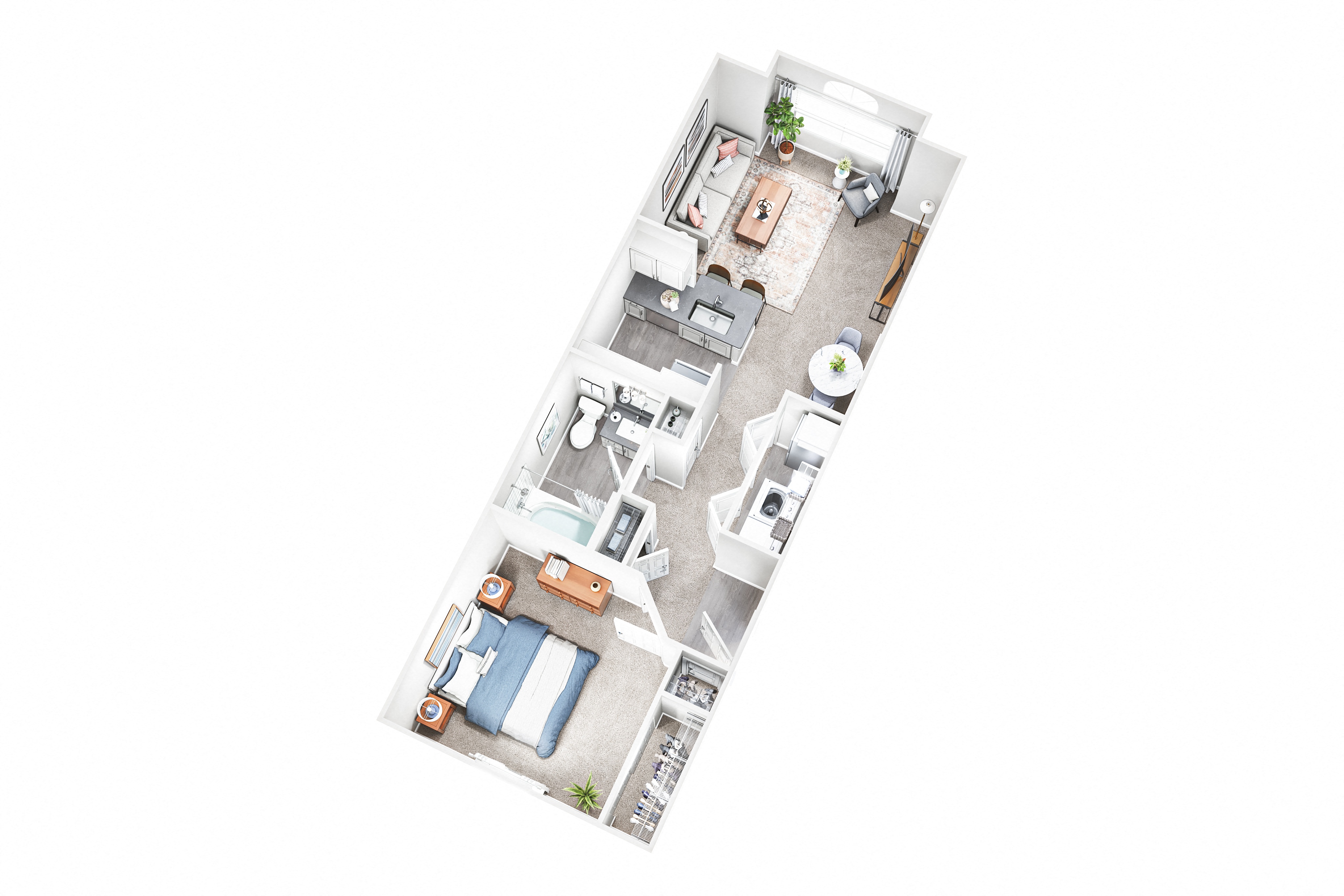 1Bedroom 1Bath Floor Plan at Sand Creek Woods Apartments, Indiana, 46037
