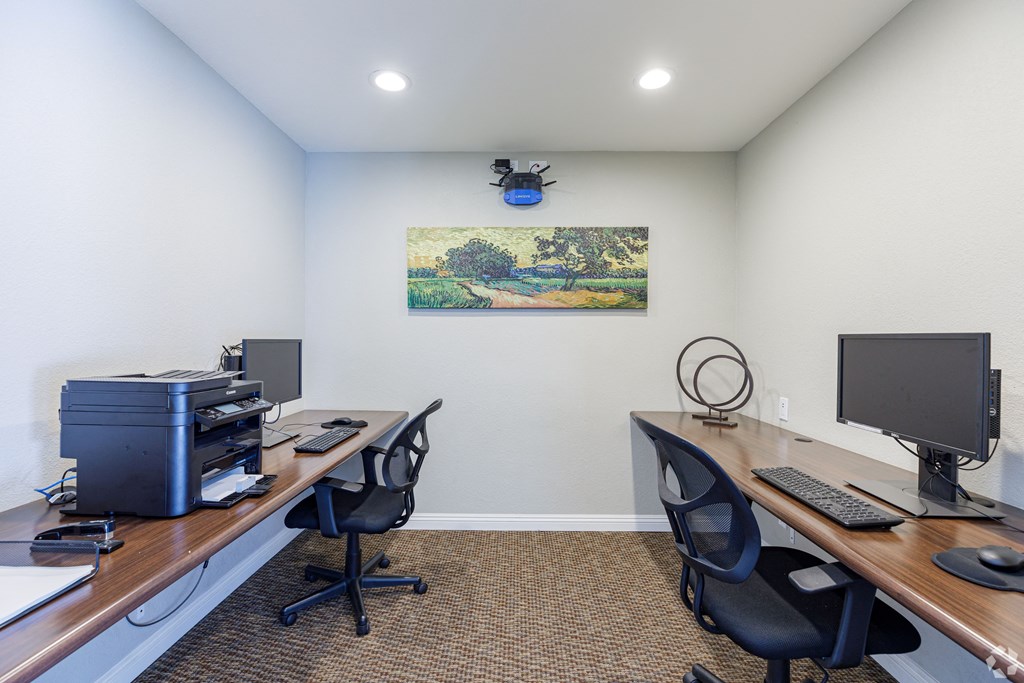 Business Center with two computers and a printer at La Serena, San Diego, 92128