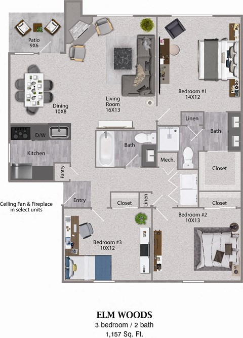 Three Bedroom Two Bath