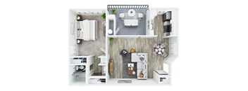 1 Bedroom 1 Bath Plan B at Bella Vista, California, 92691