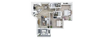 2 Bedroom 2 Bath Floor Plan at Bella Vista, Mission Viejo, CA