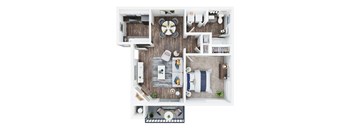 One Bedroom One Bath Floor Plan at Club Pacifica, California, 94510