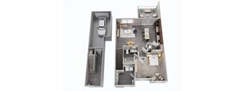 One Bedroom, 2nd Floor, One Car Garage