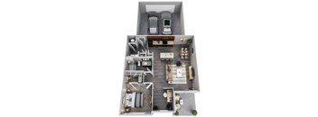 One Bedroom, Den, 1st Floor, 2 Car Garage