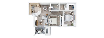 Two Bedroom One Bath Floor Plan