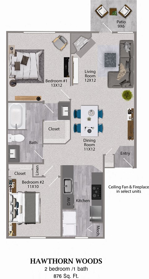 Two Bedroom One Bath
