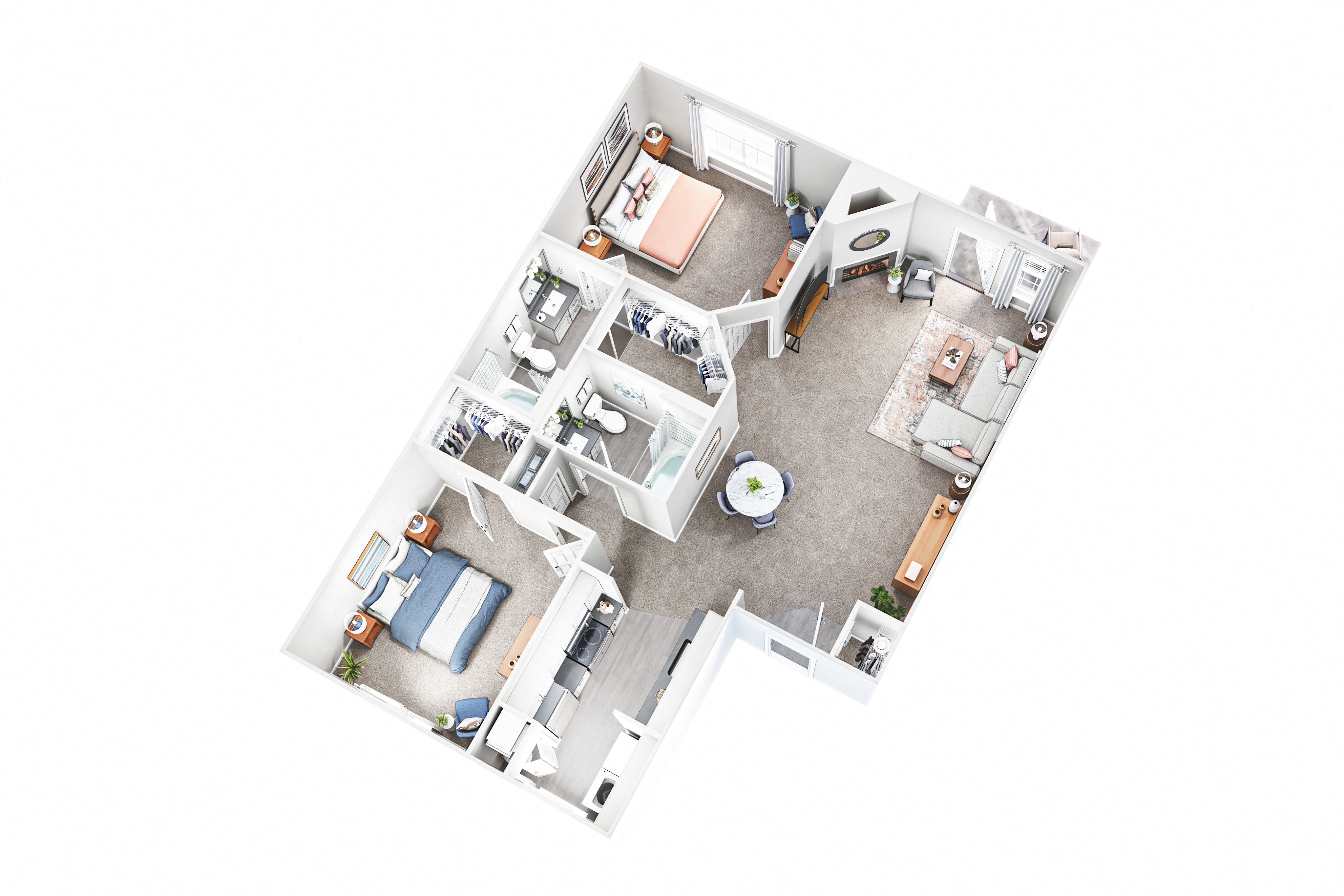 2Bedroom 2Bath Floor Plan at Sand Creek Woods Apartments, Fishers, Indiana