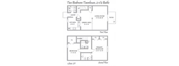 Two Bedrooms, 2 1/2 Baths Townhouse