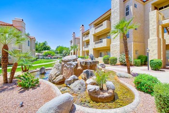 Huge courtyard fountain at Ventana Apartment Homes in Central Scottsdale, AZ, For Rent. Now leasing 1 and 2 bedroom apartments. - Photo Gallery 2