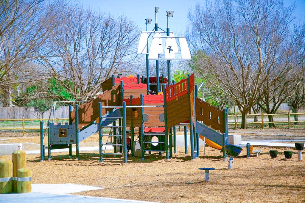 Multi-colored playground at Riverside Park Apartments, Tulsa, OK