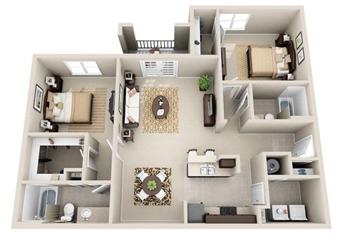 2 Bed 2 Bath Delux Floor Plan at Sonoma Grande Apartments, Oklahoma, 74133