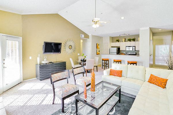High Ceilings Vaulted Ceilings at The Winsted at Valley Ranch in Irving, TX, For Rent. Now leasing 1 and 2 bedroom apartments.