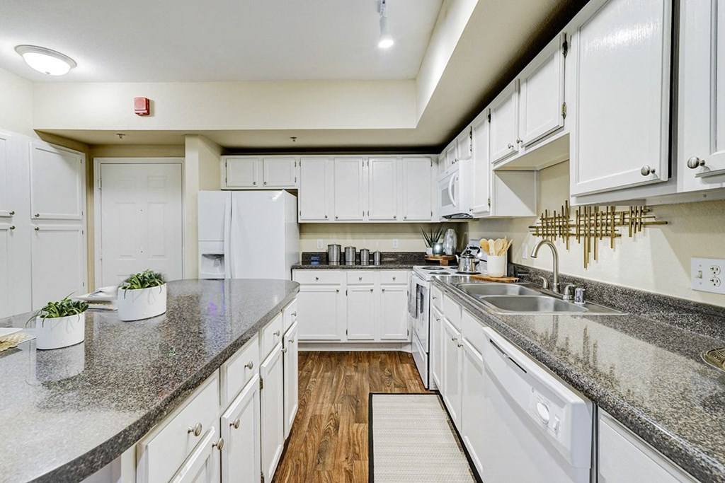 Spacious kitchen with stainless steel sink  at Villas at Katy Trail Apartments, Texas, 75201
