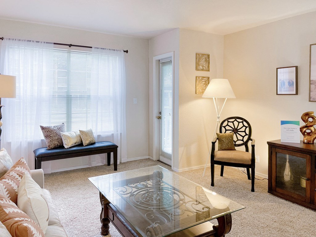 Large living room with glass table   at Greenbriar Apartments, Oklahoma, 74136