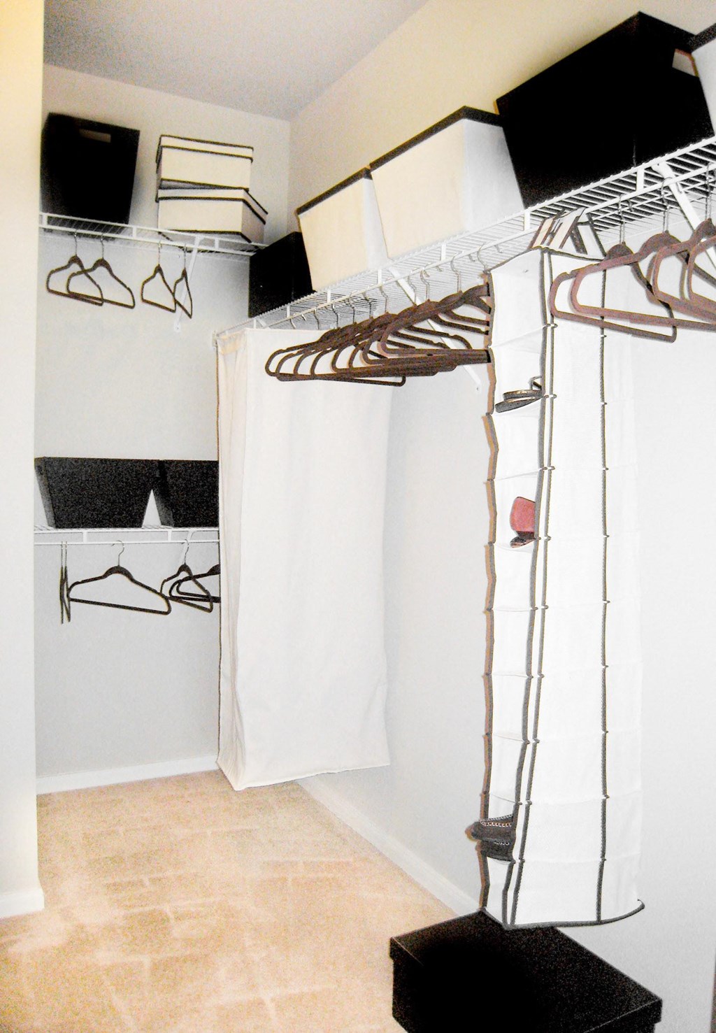 Walk in closets with beige carpeting at Sonoma Grande Apartments, Oklahoma, 74133