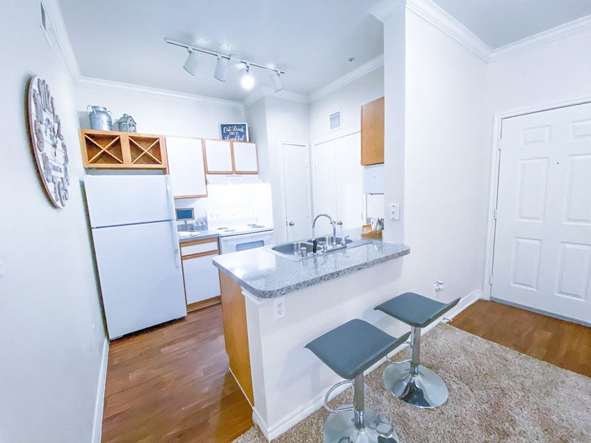 Built in wine rack at Tuscany Square Apartments in North Dallas, TX. Now leasing studios, 1 and 2 bedroom apartments.