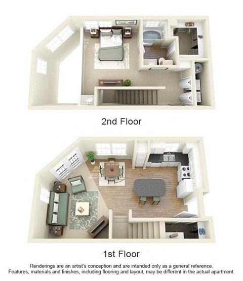 A4 Floor Plan at Villas at Katy Trail Apartments, Dallas, TX