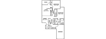 A black and white floor plan of a house with a garage.