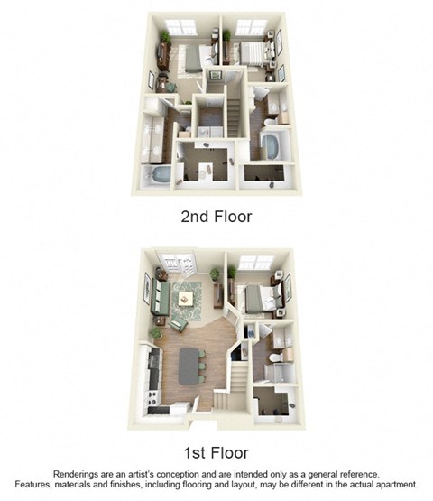 C3 Floor Plan at Villas at Katy Trail Apartments, Dallas, Texas