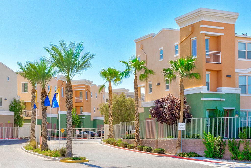 Fenced drive way at Croix Townhomes, Henderson