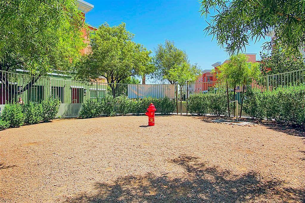 Pet park with tree lined view  at Croix Townhomes, Nevada