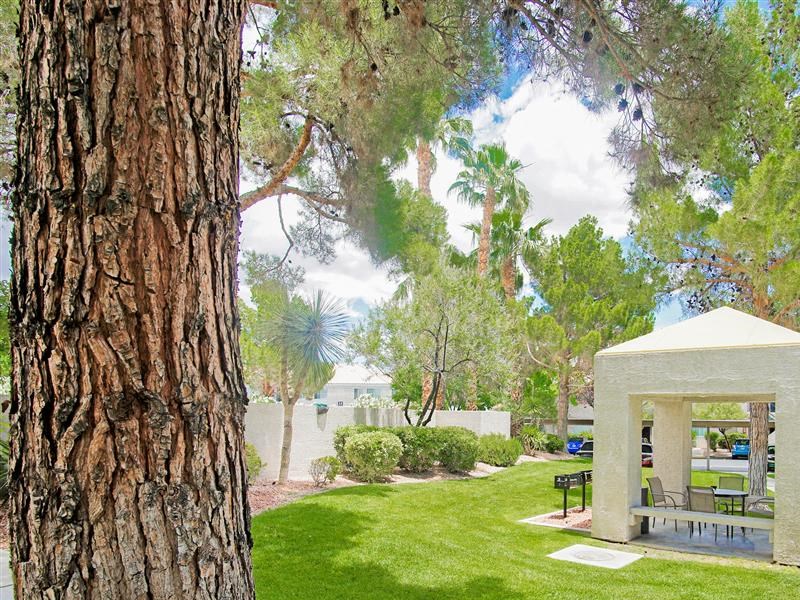Gazebo with BBQ at Country Club at Valley View Senior Apartments in Las Vegas, NV, For Rent. Now leasing 1 and 2 bedroom apartments.