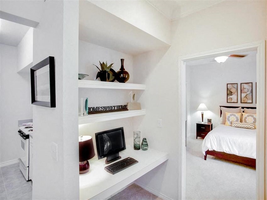 Office area inside The Remington at Memorial in Tulsa, OK, For Rent. Now leasing 1 and 2 bedroom apartments.