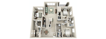 Sonoma Grande 3 Bed 2 Bath Floorplan For Rent in Tulsa Oklahoma