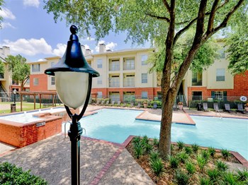 Resort style pool with hot tub at Montfort Place in North Dallas, TX, For Rent. Now leasing 1 and 2 bedroom apartments. - Photo Gallery 7
