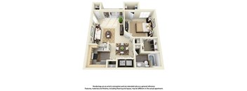 1 Bedroom 1 Bath Plan 4
