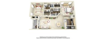 2 Bedroom 2 Bath Plan 2