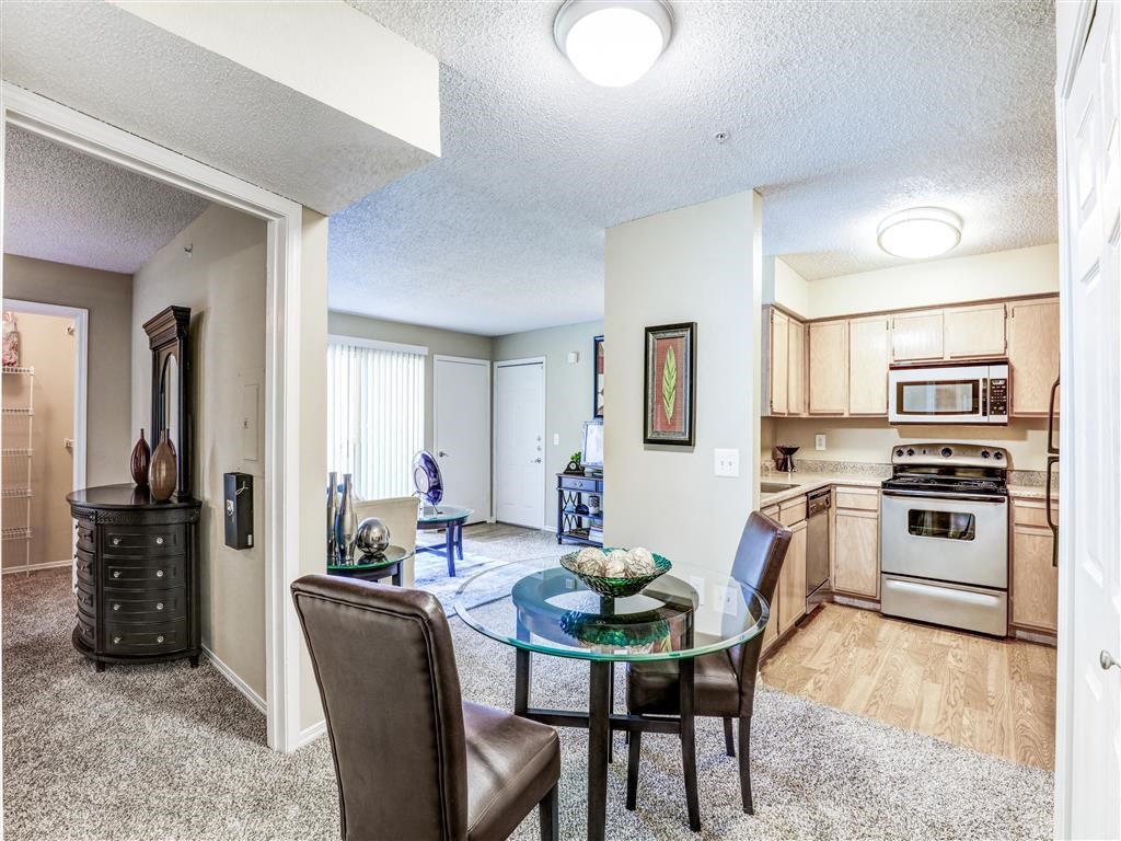 Upgraded appliances at Trinity Square Apartments in North Dallas, TX, For Rent. Now leasing 1 and 2 bedroom apartments.