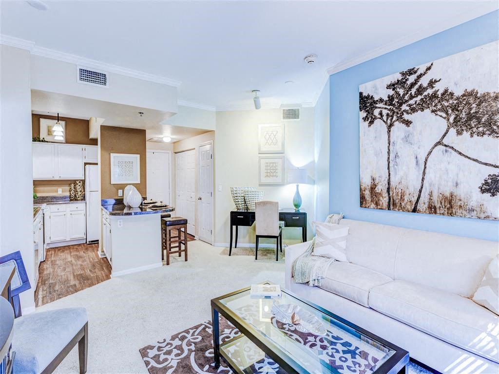 Open concept kitchen for entertaining at The Villas at Katy Trail in Uptown Dallas, TX, For Rent. Now leasing Studio, 1, 2 and 3 bedroom apartments.