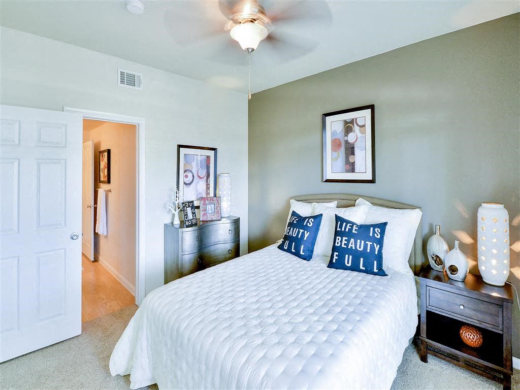 Spacious bedroom at Bentley Place at Willow Bend Apartments in West Plano, TX, For Rent. Now leasing 1, 2, and 3 bedroom apartments.