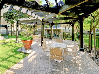 Outdoor picnic tables and BBQ Grills of Saxony at Chase Oaks in North Plano, TX, For Rent. Now leasing 1, 2 and 3 bedroom apartments. - Photo Gallery 2
