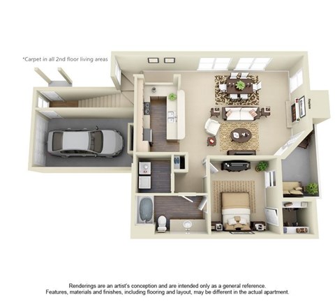 1 Bedroom Floor Plan at Winsted at Valley Ranch, Texas
