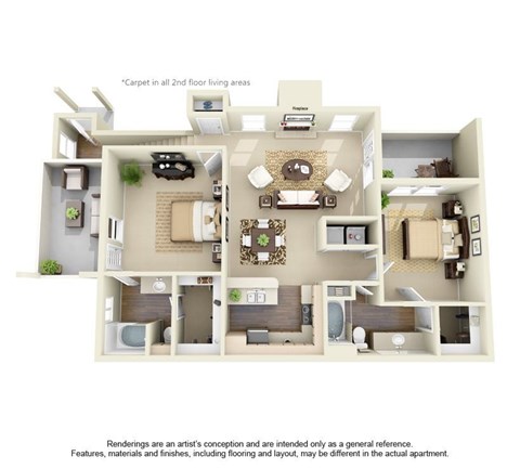 2 Bedroom Floor Plan at Winsted at Valley Ranch, Irving