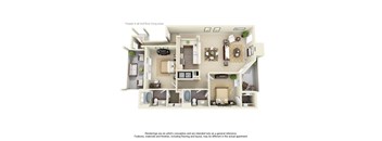 2 Bedroom 2 Bathroom Floor Plan at Winsted at Valley Ranch, Irving, TX