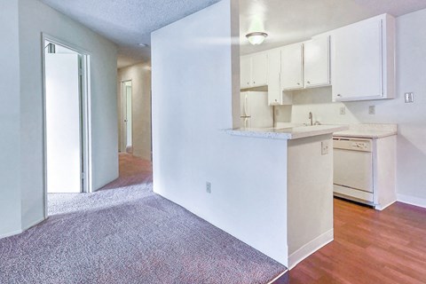 Open kitchen at Village Park Apartments in Encinitas, CA, For Rent. Now leasing 2 and 3 bedroom apartments.