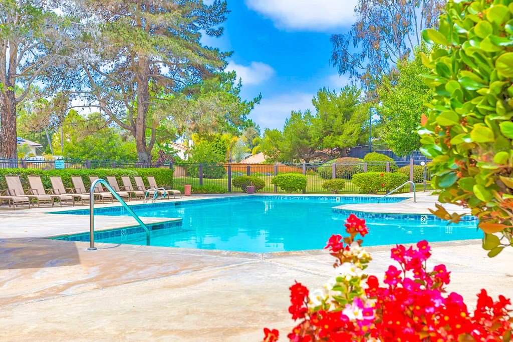 Huge pool at Village Park Apartments in Encinitas, CA, For Rent. Now leasing 2 and 3 bedroom apartments.