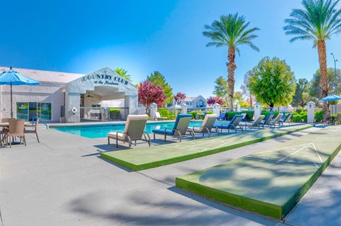Shuffleboard activity next to the pool at Country Club at The Meadows, Las Vegas, NV