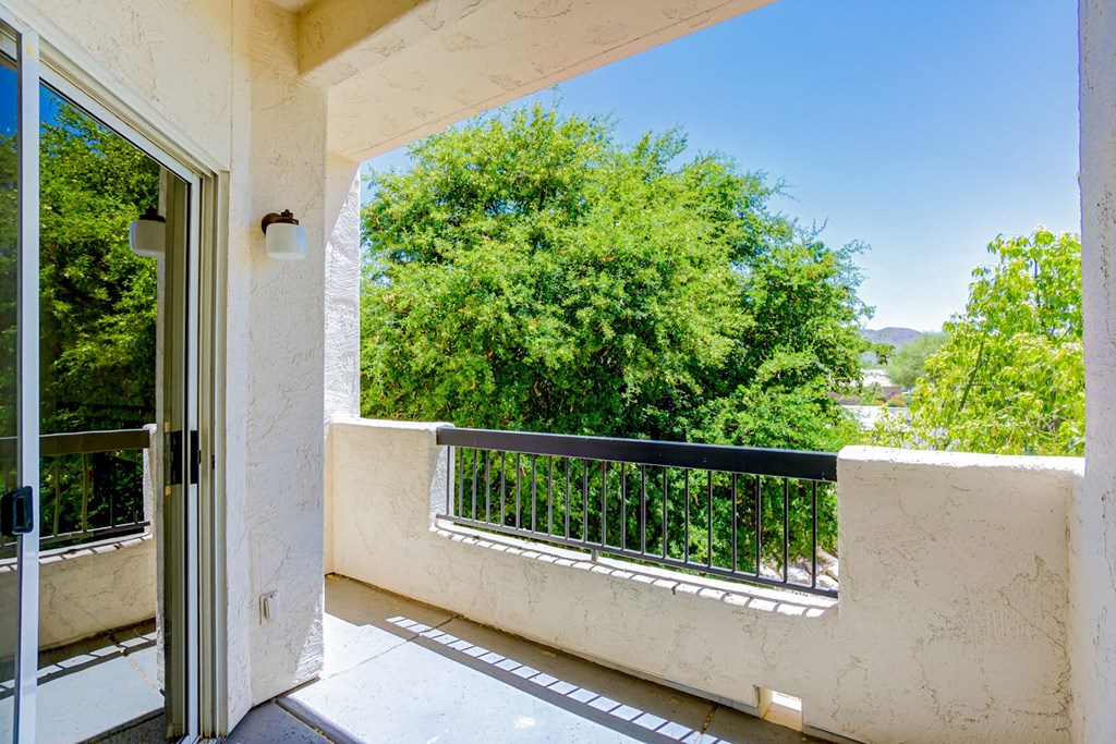 Large Balcony with trees at Ventana, Scottsdale, AZ