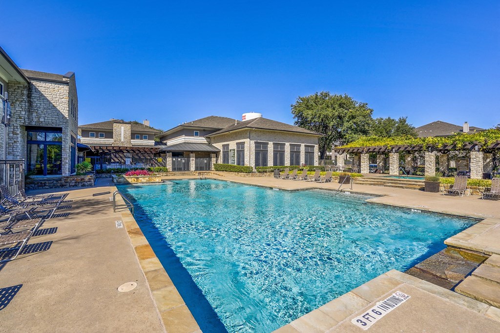 Community swimming pool at Cypress Lake at Stonebriar in Frisco, TX!