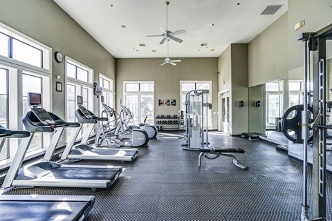 High-energy fitness center at Cypress Lake at Stonebriar Apartments, Frisco, Texas