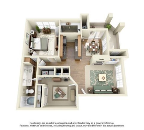 One Bedroom One Bath With Den A5 at Turnberry Isle Apartment Homes, Dallas, TX, 75248